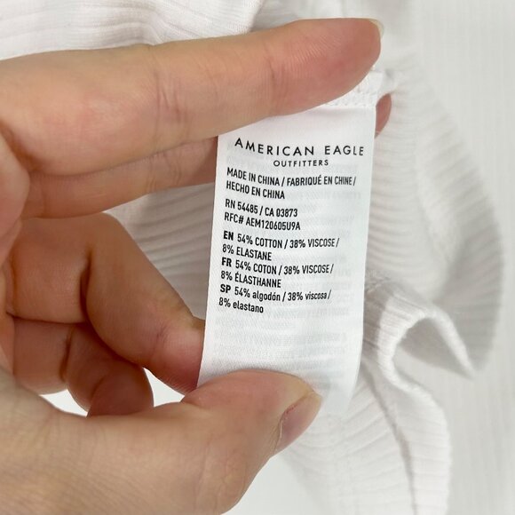 NWT American Eagle White Ribbed Cropped Tank Top - Picture 5 of 6